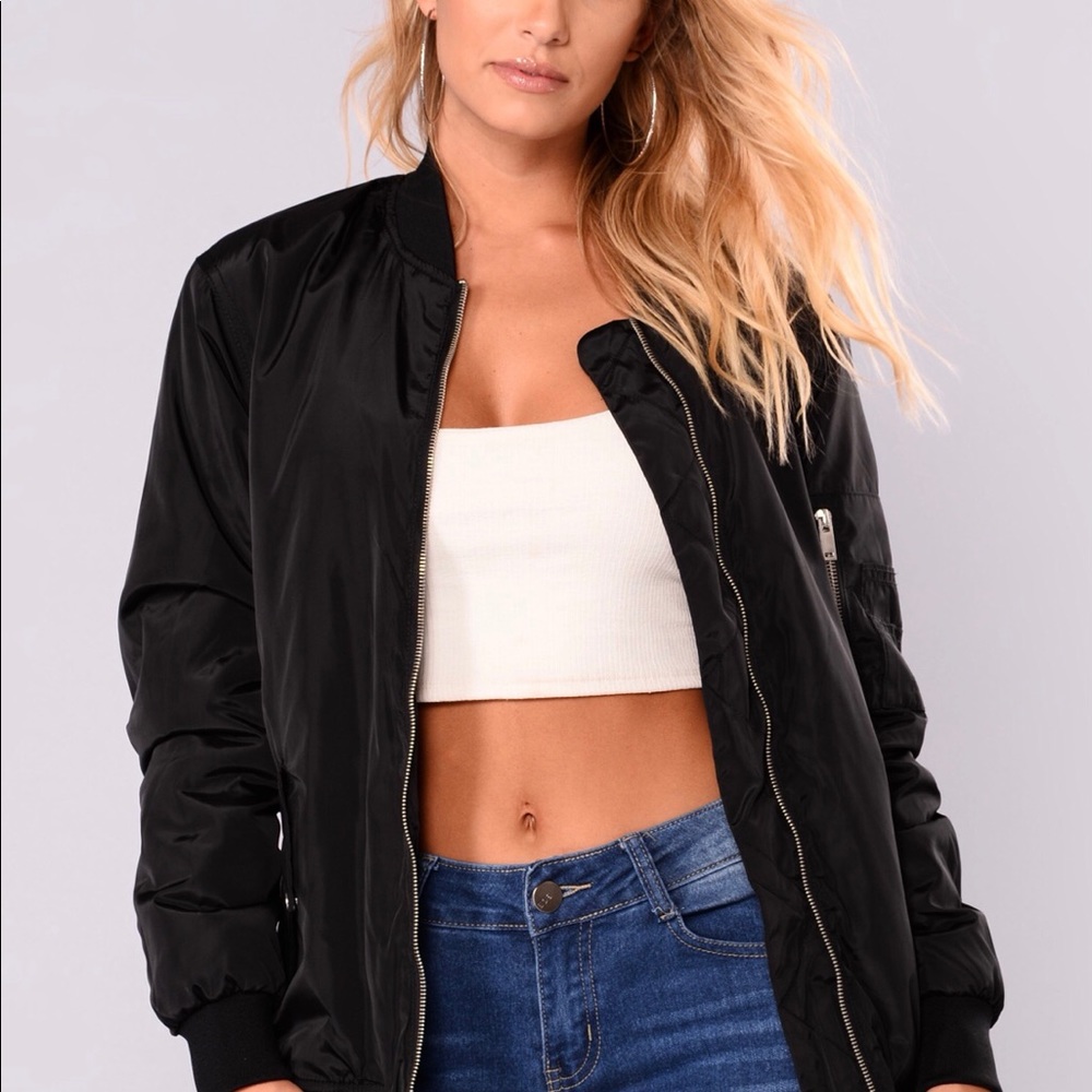 Black Lace Up Bomber Jacket